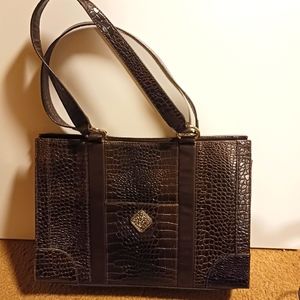 Faux Alligator Bag Dark Brown